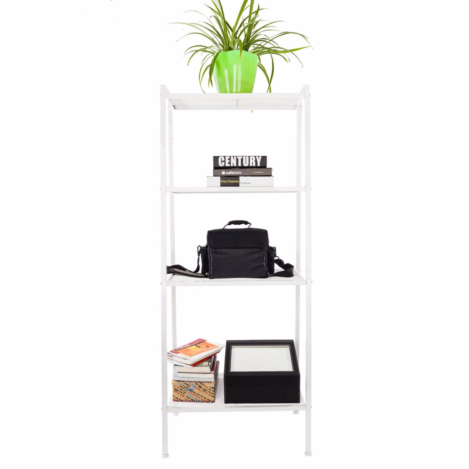 HAOYYE Ivory White 4-Tier Bookshelf, Sturdy And Durable Design, Multifunctional Storage Solution, Modern Home Organizer For Living Room And Bedroom, Practical Stylish Space-Saving Shelf For Books, Décor, And Accessories