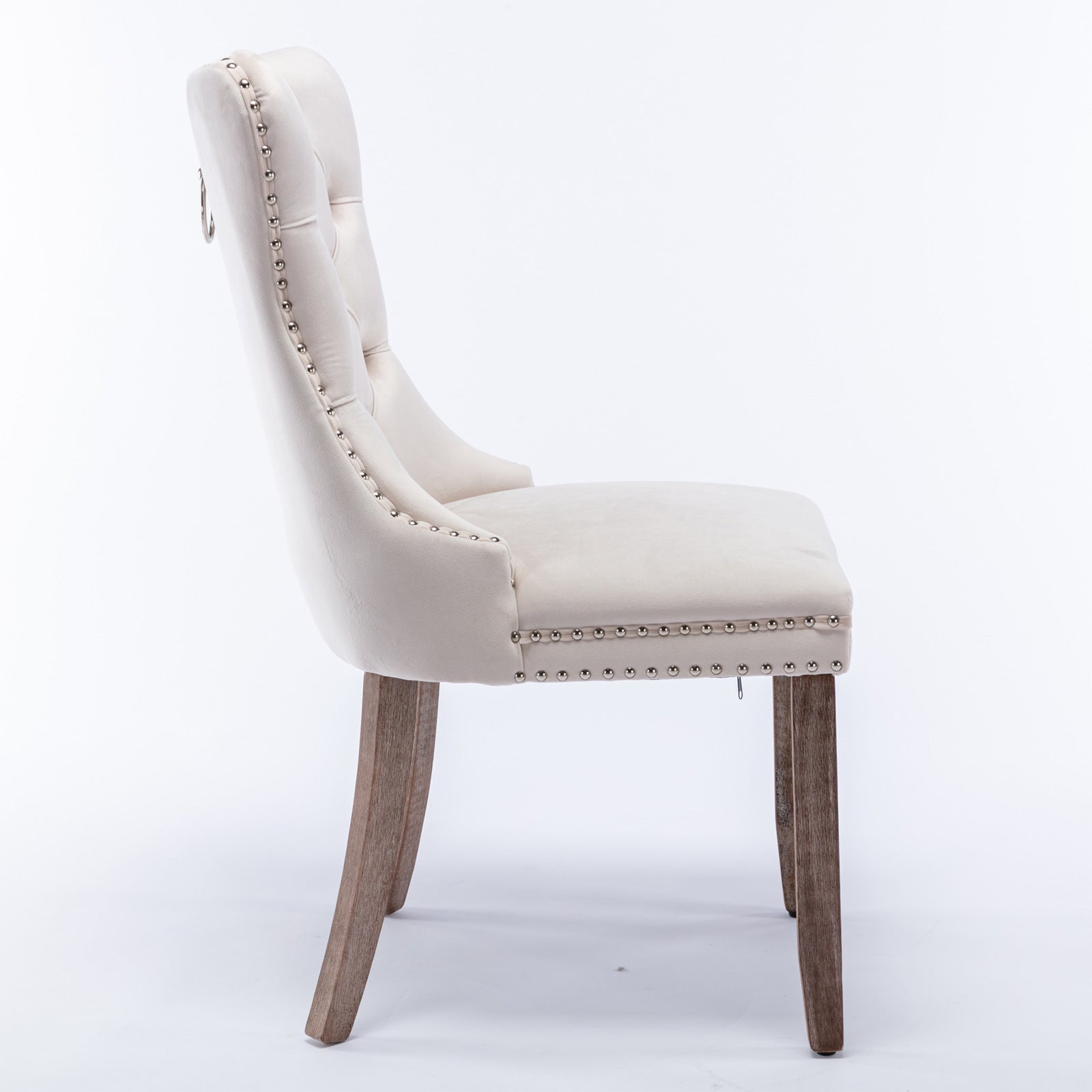 HAOYYE High-end Tufted Solid Wood Contemporary Velvet Upholstered Dining Chair with Wood Legs Nailhead Trim 2-Pcs Set,Beige, SW2001BG Sturdy Space-Saving Heavy Duty Modern Design