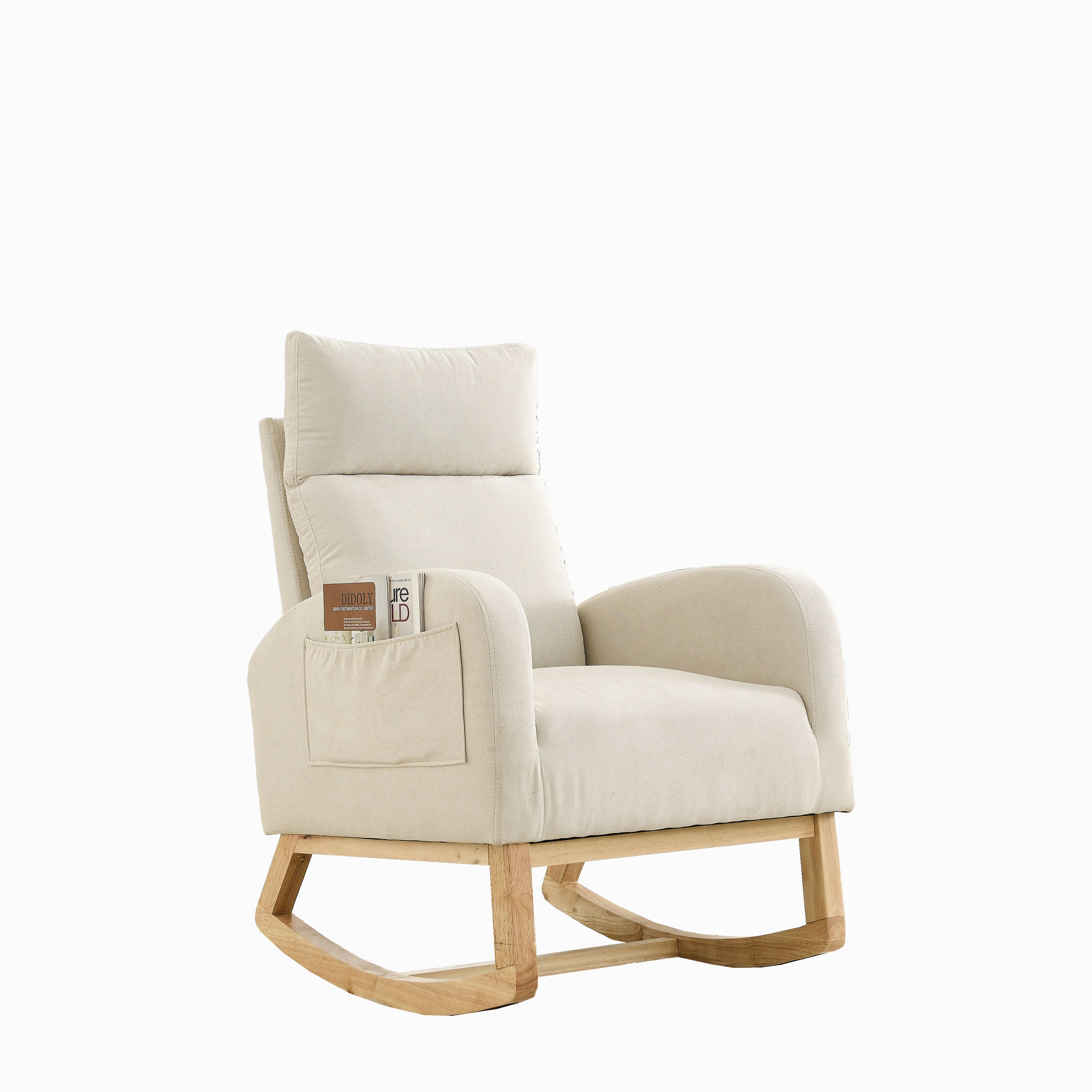 HAOYYE Welike 27.6"W Modern Accent High Backrest Living Room Lounge Arm Rocking Chair, Two Side Pocket Sturdy Space-Saving Heavy Duty Modern Design Easy Assembly Durable Stylish Versatile