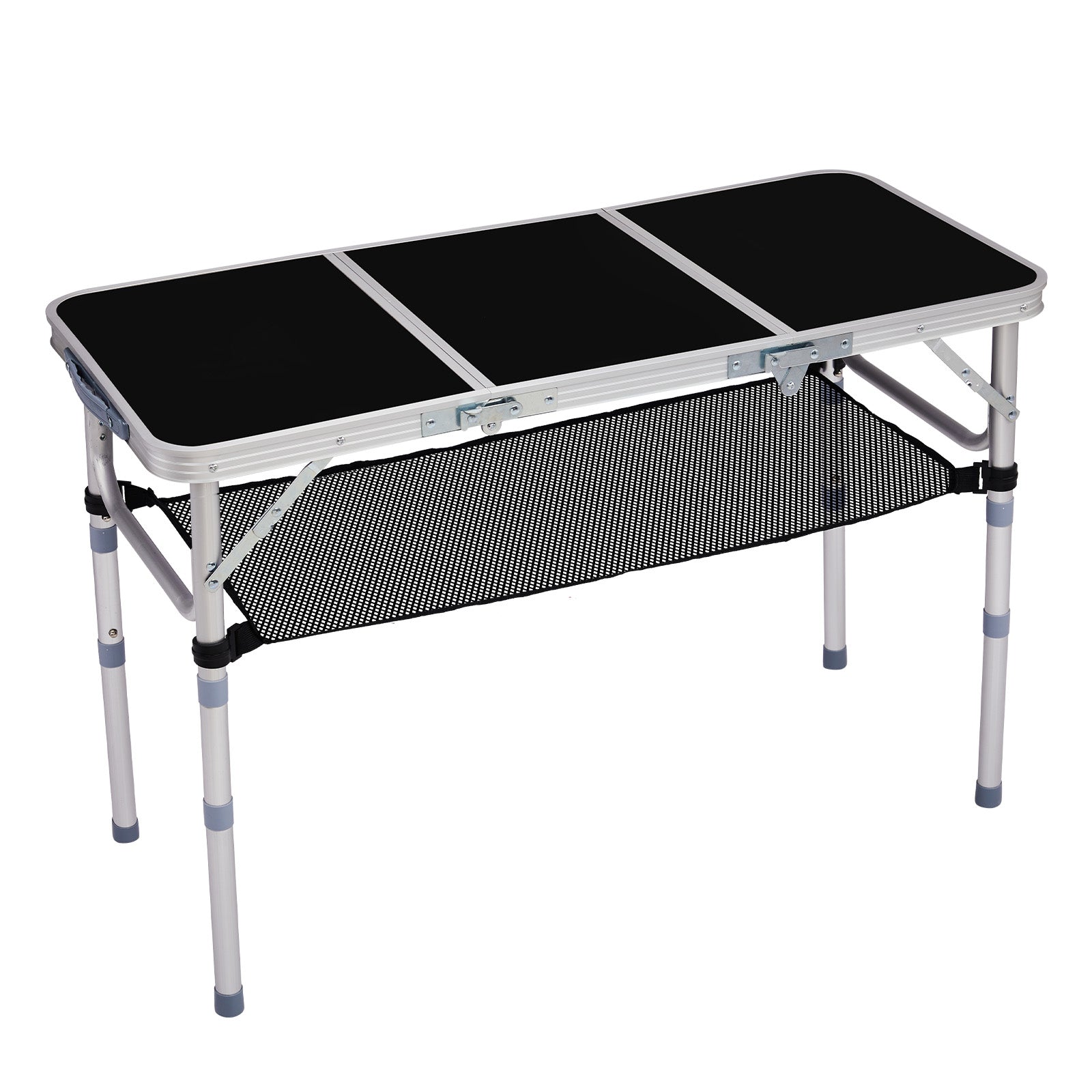 HAOYYE Black with 3 Adjustable Heights Outdoor Folding Camping Table, Portable Aluminum Foldable Patio Side Table, Lightweight and Durable Design with Carry Handle for Hiking, Picnic, BBQ, Beach, Indoor or Outdoor Use