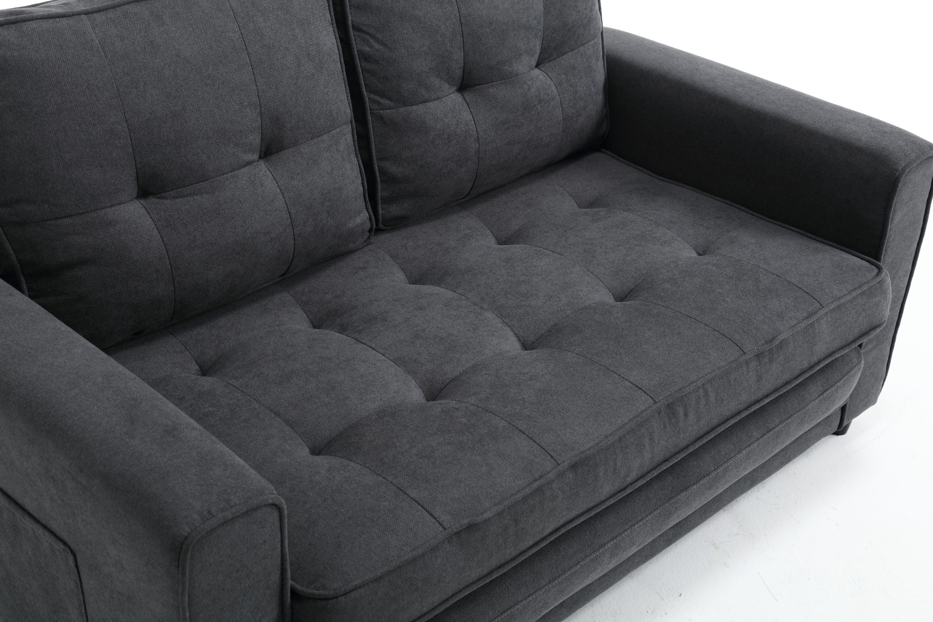HAOYYE 3-Fold Convertible Futon Couch, Pull Out Sofa Bed, Space-Saving Loveseat Sleeper, Velvet Linen Fabric Upholstery, Heavy Duty Durable Sofa for Living Room, Modern Compact Design, Dark Gray, Light Gray, Beige