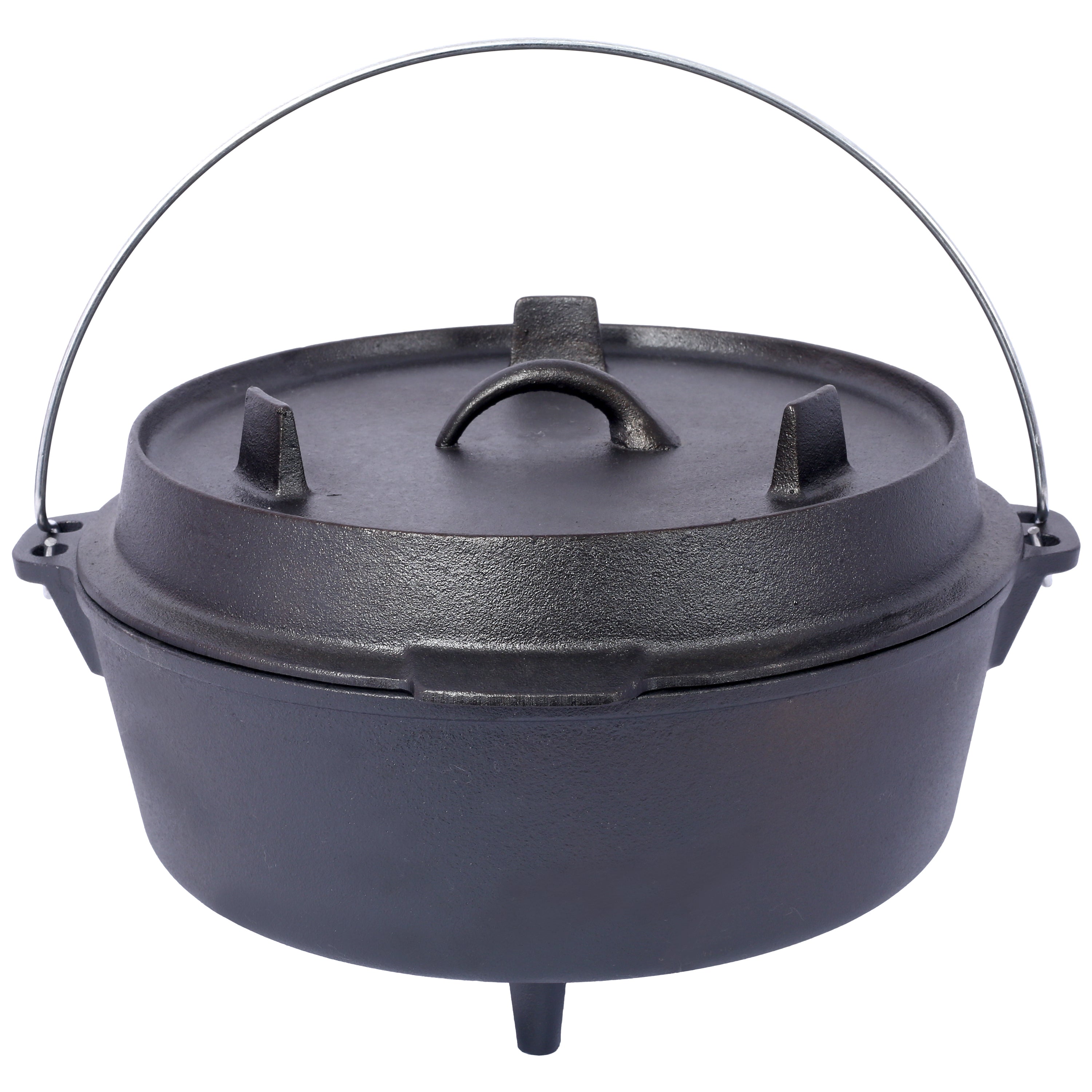 HAOYYE pre-Seasoned Cast Iron Dutch Oven With Skillet Lid, Outdoor Camping Deep Pot for Camping Fireplace Cooking BBQ Baking Campfire, Leg Base, 4.5 Quart Sturdy Space-Saving Heavy Duty Modern Design