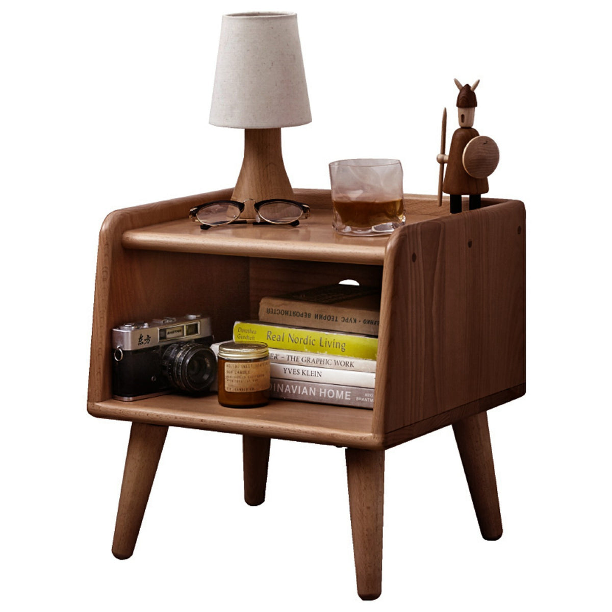 HAOYYE Pure Solid Wood Bedside Cabinet Modern Simple Nightstands European Beech Bedside Cabinet Nordic Bedroom Solid Beech Storage Cabinet 0.4m Sturdy Space-Saving Heavy Duty Modern Design Adults