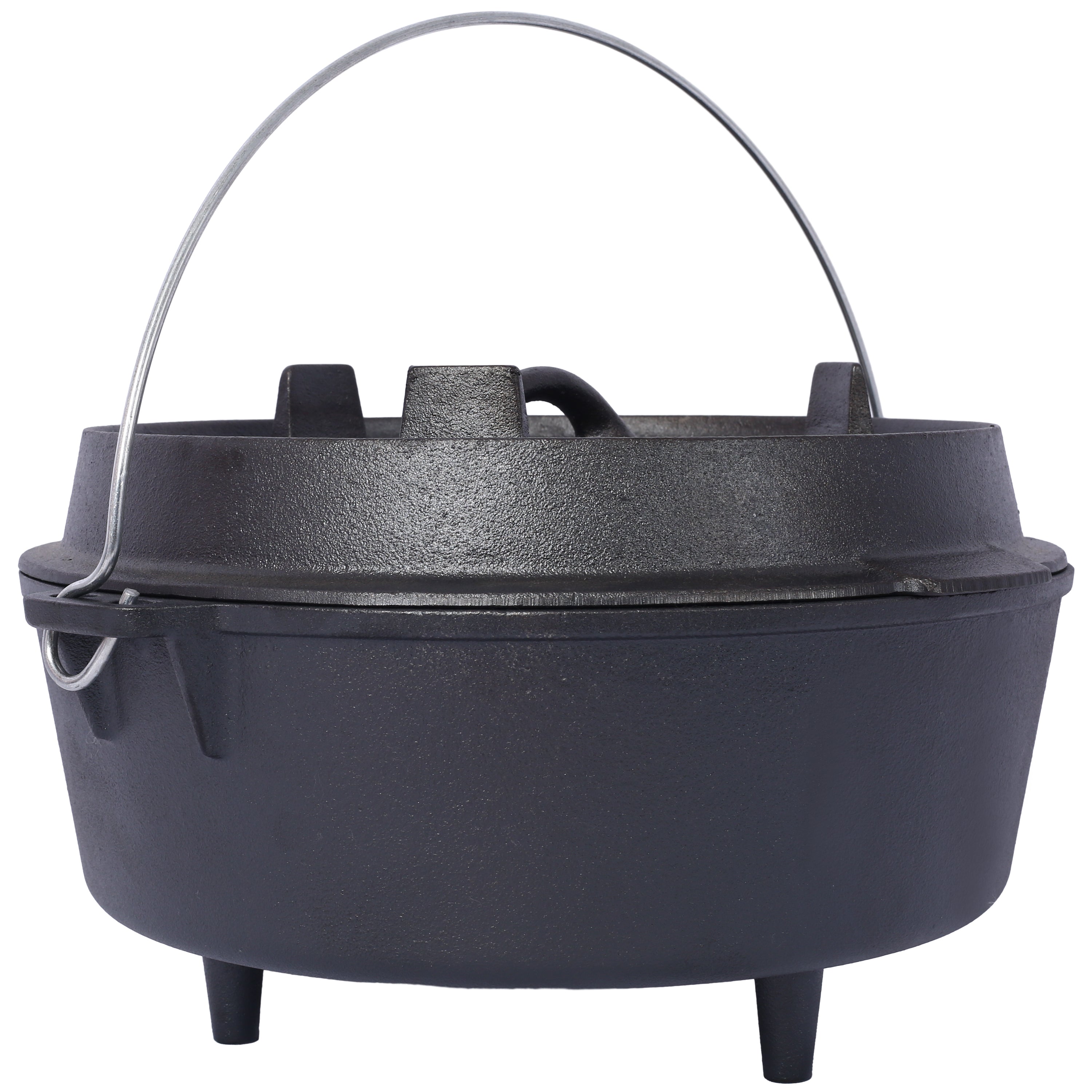 HAOYYE pre-Seasoned Cast Iron Dutch Oven With Skillet Lid, Outdoor Camping Deep Pot for Camping Fireplace Cooking BBQ Baking Campfire, Leg Base, 4.5 Quart Sturdy Space-Saving Heavy Duty Modern Design
