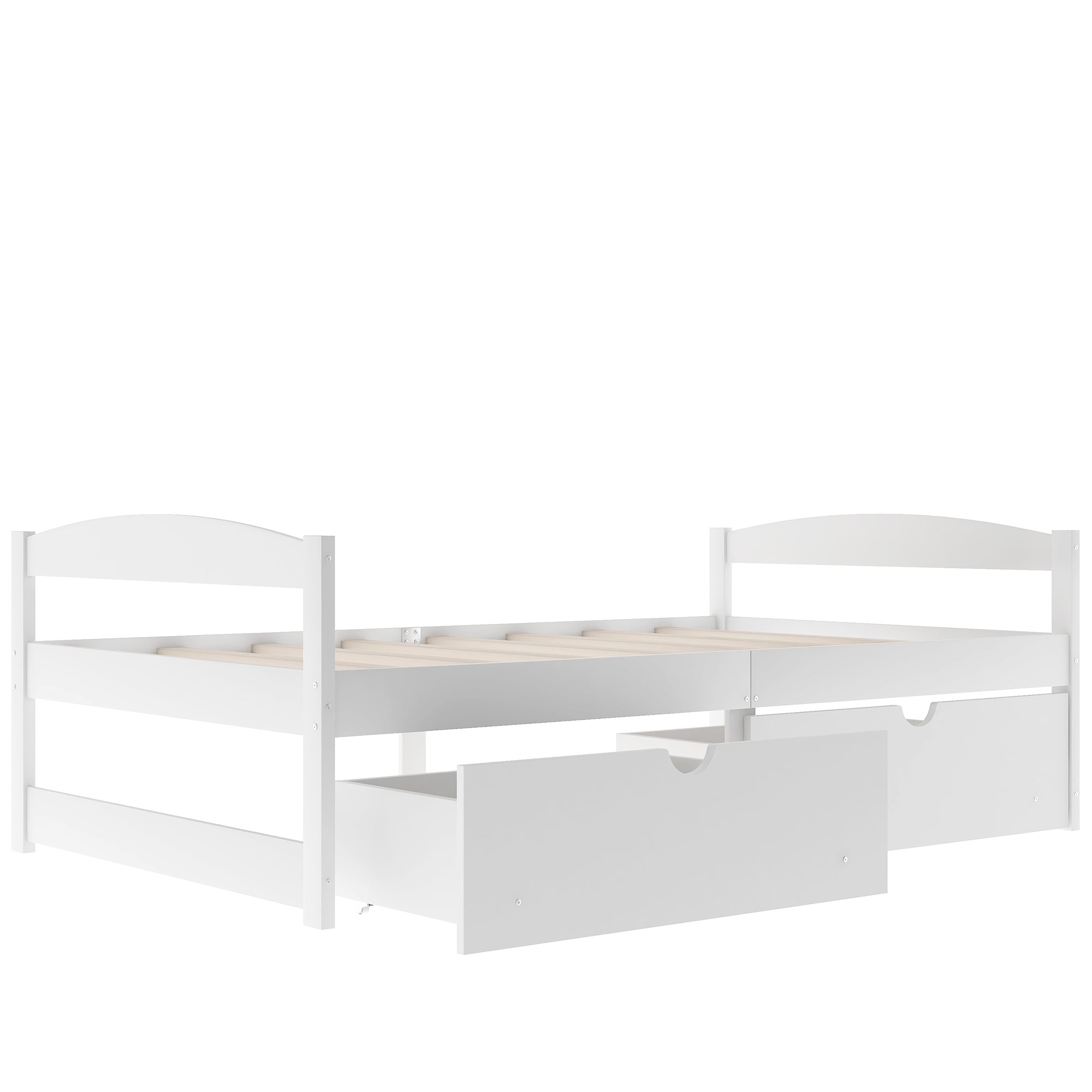 HAOYYE Twin Platform Bed with Two Drawers, White, Sturdy Space-Saving Design, Heavy Duty Construction, Easy Assembly, Durable and Stylish Home Furniture