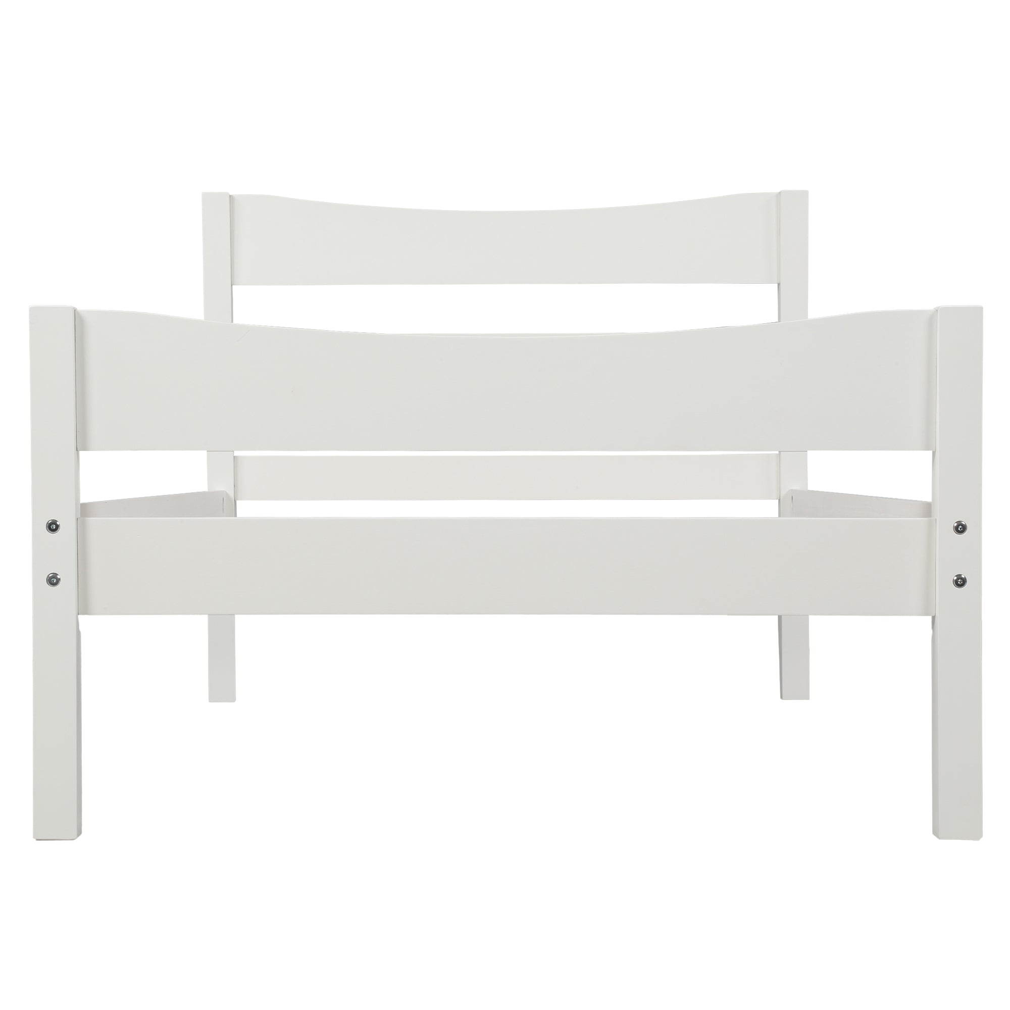 HAOYYE Twin Size Wood Platform Bed with Headboard and Wooden Slat Support (White) Sturdy Space-Saving Heavy Duty Modern Design Easy Assembly Durable Stylish Home Furniture