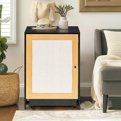 HAOYYE Cat Litter Box Enclosure with Sisal Door, Hidden Cat Washroom and Kitty End Table, Black Modern Litter Cabinet, Sturdy Space-Saving Design, Easy Assembly, Ideal for Bedrooms and Living Rooms