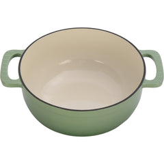 HAOYYE Cast Iron 7.5QT Cooking Pot Gradient Green Color with Enamel Coating Includes Two Silicone Gloves Heavy Duty Durable Multi-Purpose Dutch Oven for Stovetop Oven and Outdoor Cooking Perfect for Stews Soups and Casseroles