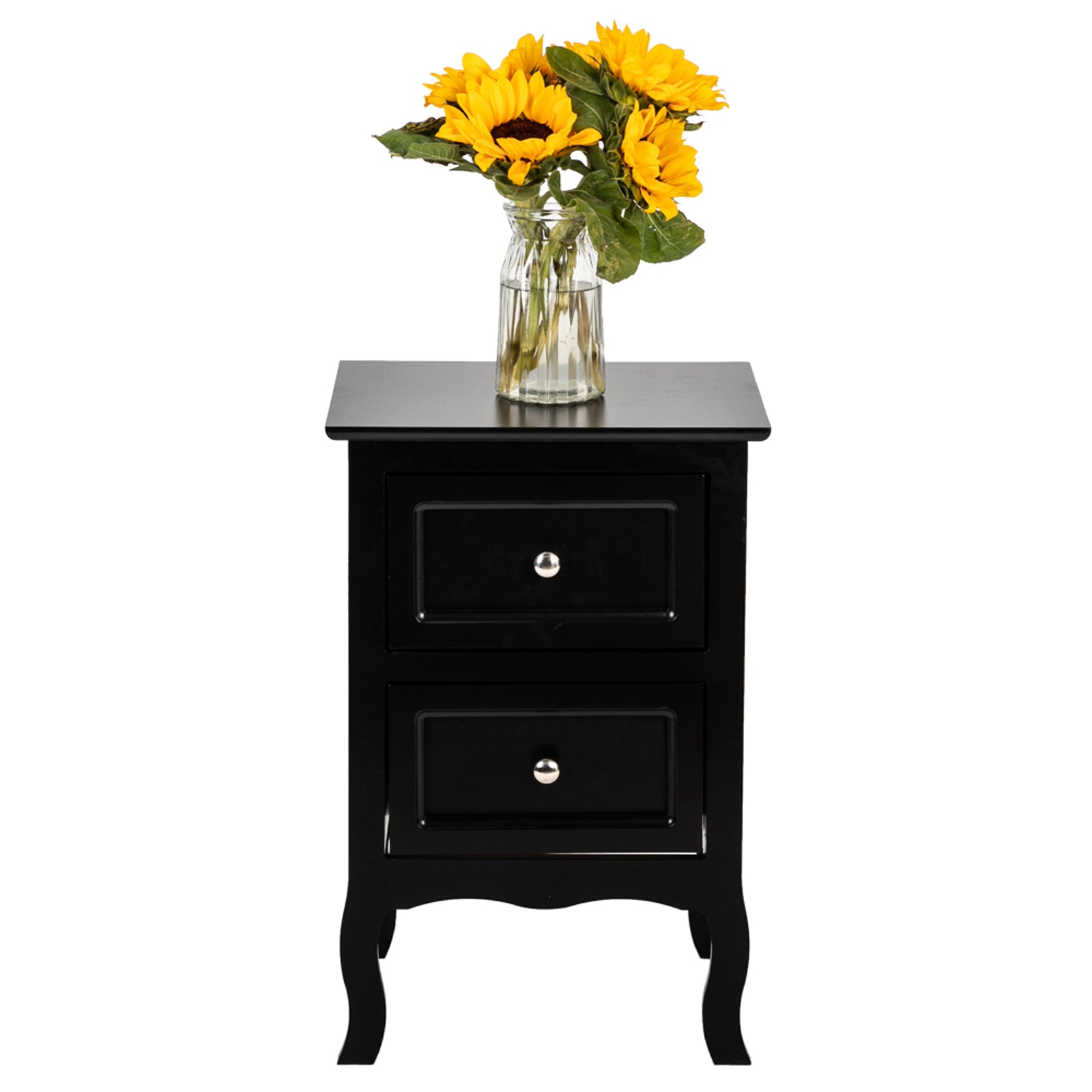 HAOYYE Country Style Two-Tier Nightstand Black Sturdy Design Durable Multifunctional Home Organizer Storage Solution Stylish Space-Saving Side Table for Living Room Bedroom