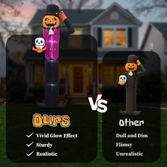 HAOYYE 12FT Giant Halloween Inflatable Pumpkin Man Holding Skull with Built-in LED Lights, Perfect for Holiday Party, Garden, Lawn, Yard, and Patio Décor, Eye-Catching Outdoor Halloween Decoration