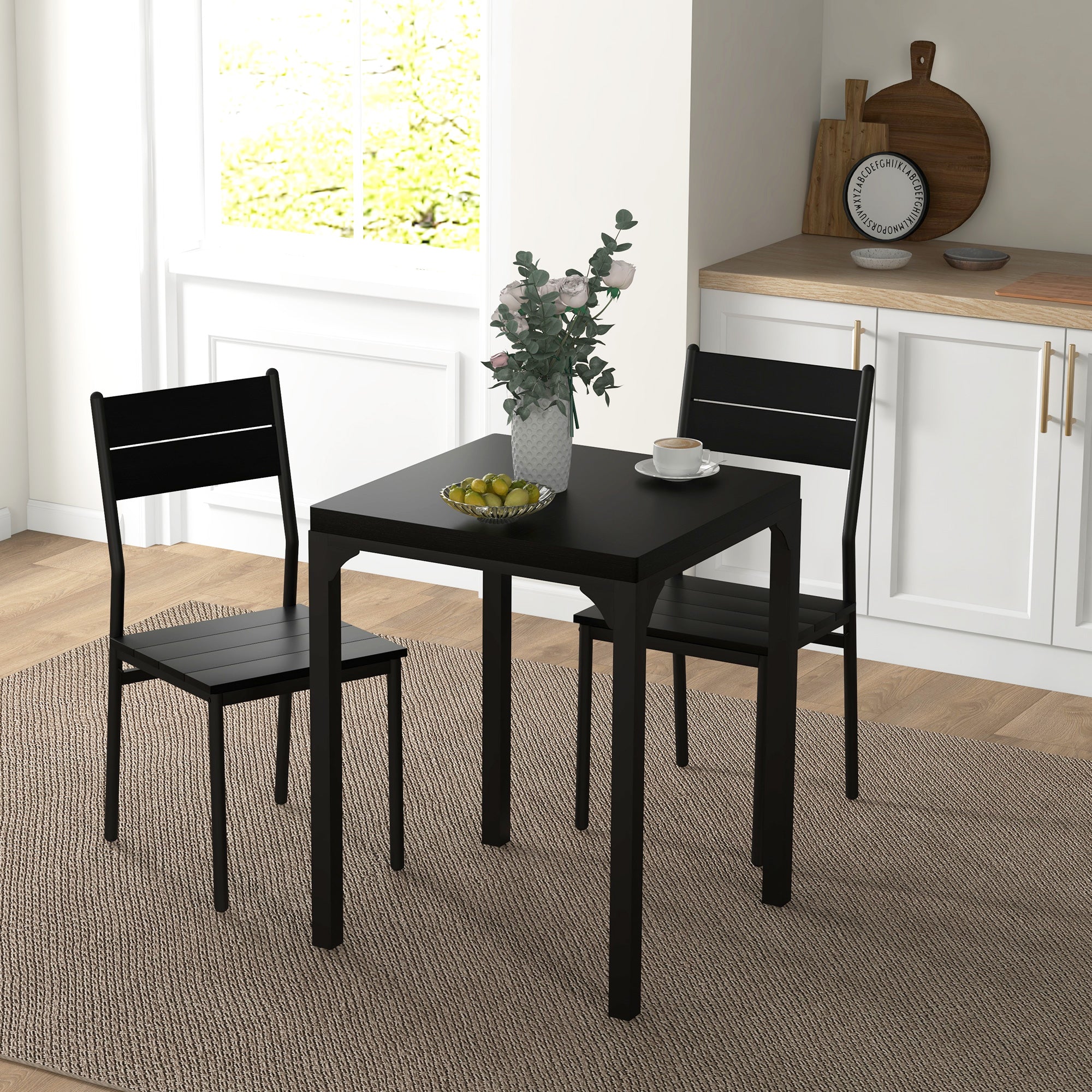 HAOYYE Modern Dining Table and Chairs Set for Kitchen or Dining Room, Space Saving Design with Sturdy Metal Frame and Wood Finish, Ideal for Apartment, Home, Office, or Small Spaces