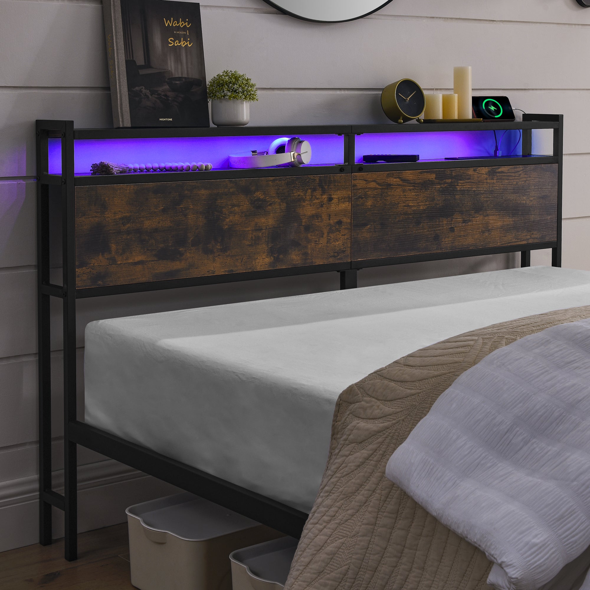 HAOYYE iron bed frame, metal bed frame, wrought iron bed frame, iron platform bed frame, iron canopy bed frame, iron twin bed frame, iron queen bed frame, iron double bed frame, iron sin Sturdy Space-Saving