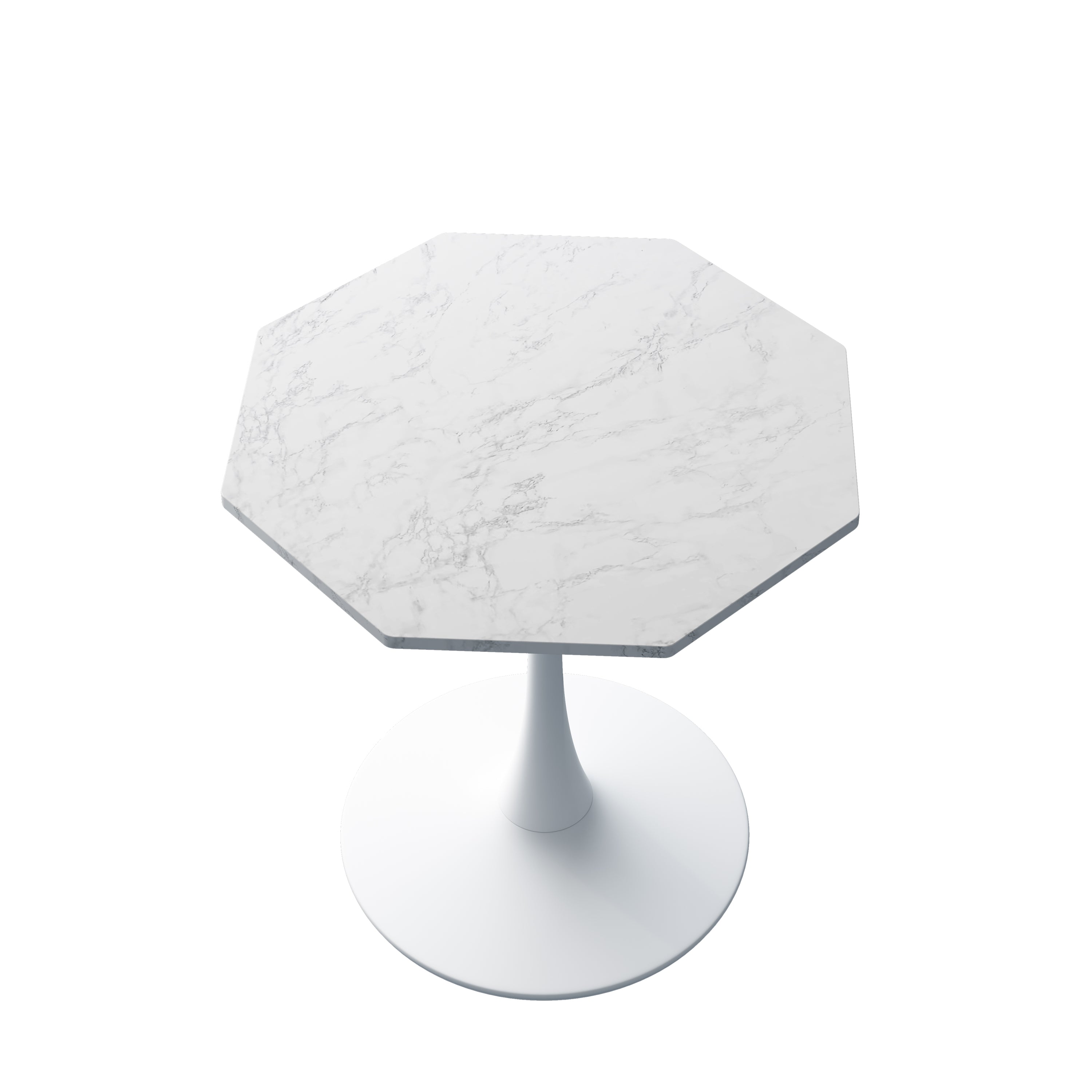 HAOYYE Octagonal Coffee Table with White Marble Printed Top, Metal Base, for Living Room, Kitchen, or Dining Room, Featuring Heavy Duty Construction, Space-Saving Design, Stylish Modern Aesthetic, and Easy Assembly