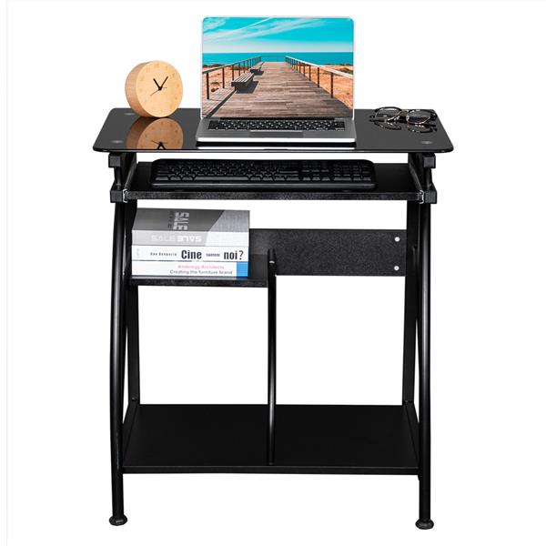 HAOYYE Exquisite Integrated Stalinite Computer Desk Black Sturdy Design Durable Multifunctional Modern Organizer Space-Saving Storage Solution Practical Stylish for Living Room or Office