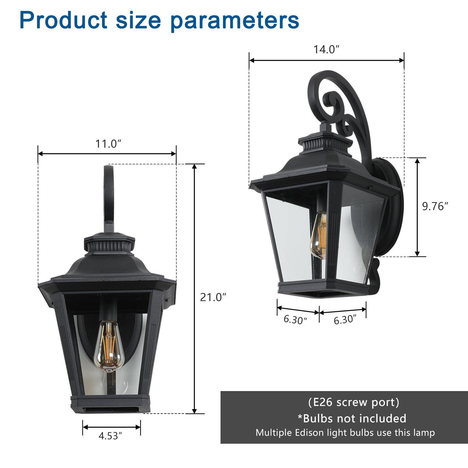 HAOYYE Large Outdoor Wall Sconce Lights with Clear Glass Can support multiple types of light bulbs 1pack Sturdy Space-Saving Heavy Duty Modern Design Adults Dorm Room Easy Assembly Bedroom Furniture