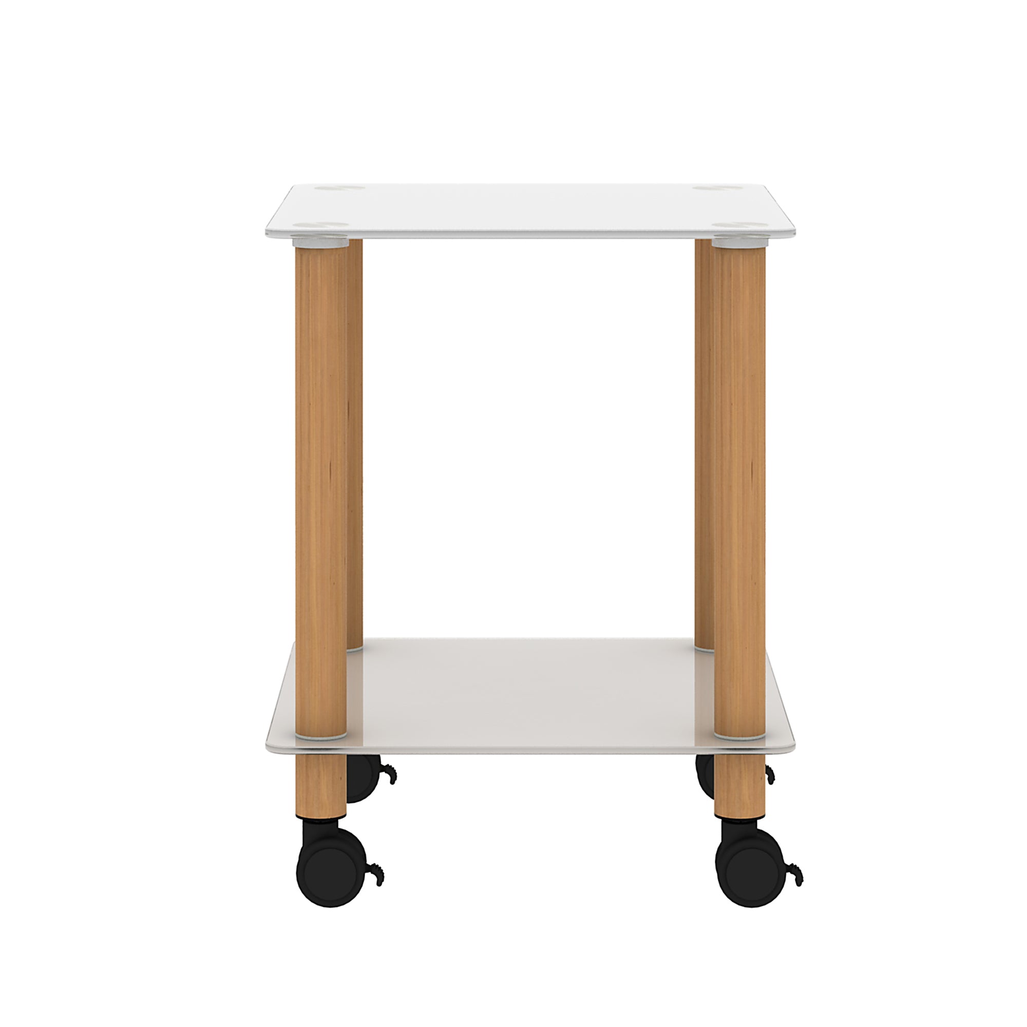 HAOYYE One Piece White And Oak Side Table with Two Tier Storage Shelf for Adults Dorm Room and Living Spaces Perfect as Nightstand, End Table or Sofa Table Featuring Heavy Duty Construction, Space Saving Functionality and Easy Assembly