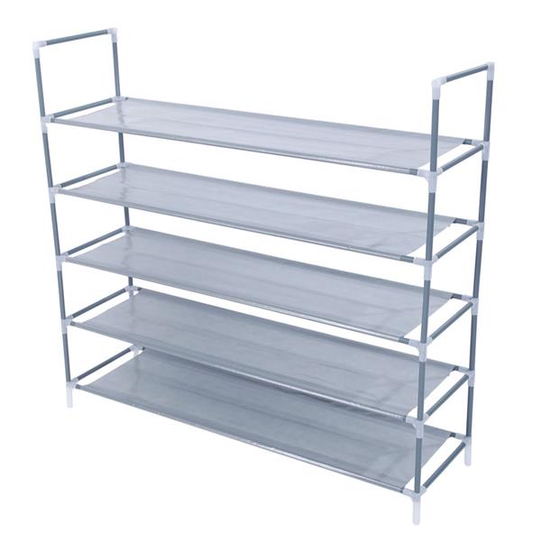 HAOYYE 5-Tier Shoe Storage Rack, Durable Gray Non-Woven Fabric Organizer, Compact Space-Saving Shoe Shelf with Handle, Simple Assembly, Modern Design for Closet, Bedroom, Entryway, Versatile Use Shoe Tower, Premium Quality Shoe Stand