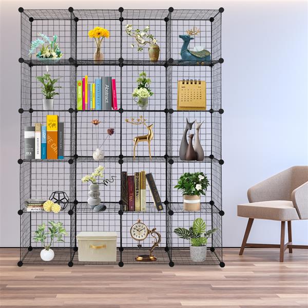 HAOYYE 20-Cube Organizer, Cube Storage Shelves, Wire Cube Storage, Origami Shelves, Metal Grid Multifunction Shelving Unit, Modular Cubbies Organizer, Bookcase for Home, Office, Living Room, Bedroom Storage Solution, Stylish and Functional Design