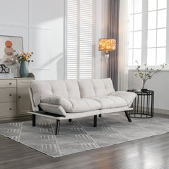 HAOYYE Cream Convertible Folding Modern sofa Bed Sturdy Space-Saving Heavy Duty Modern Design Adults Dorm Room Easy Assembly Bedroom Furniture