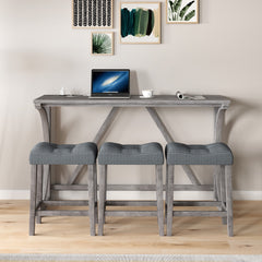 HAOYYE Bar Table Set with Power Outlet, Bar Table and Chairs Set, 4 Piece Dining Table Set, Industrial Breakfast Table Set, for Living Room, Dining Room, Game Room Sturdy Space-Saving Heavy Duty Adults