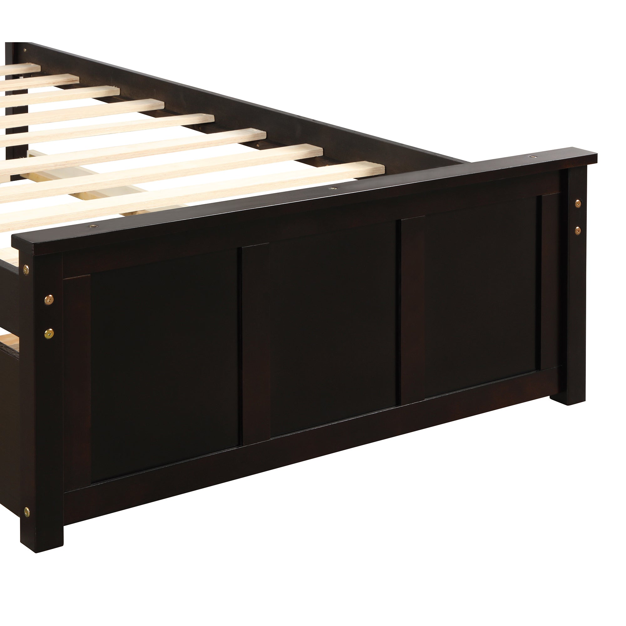 HAOYYE Platform Bed with Twin Size Trundle, Twin Size Frame, Espresso Sturdy Space-Saving Heavy Duty Modern Design Easy Assembly Durable Stylish Home Furniture Versatile