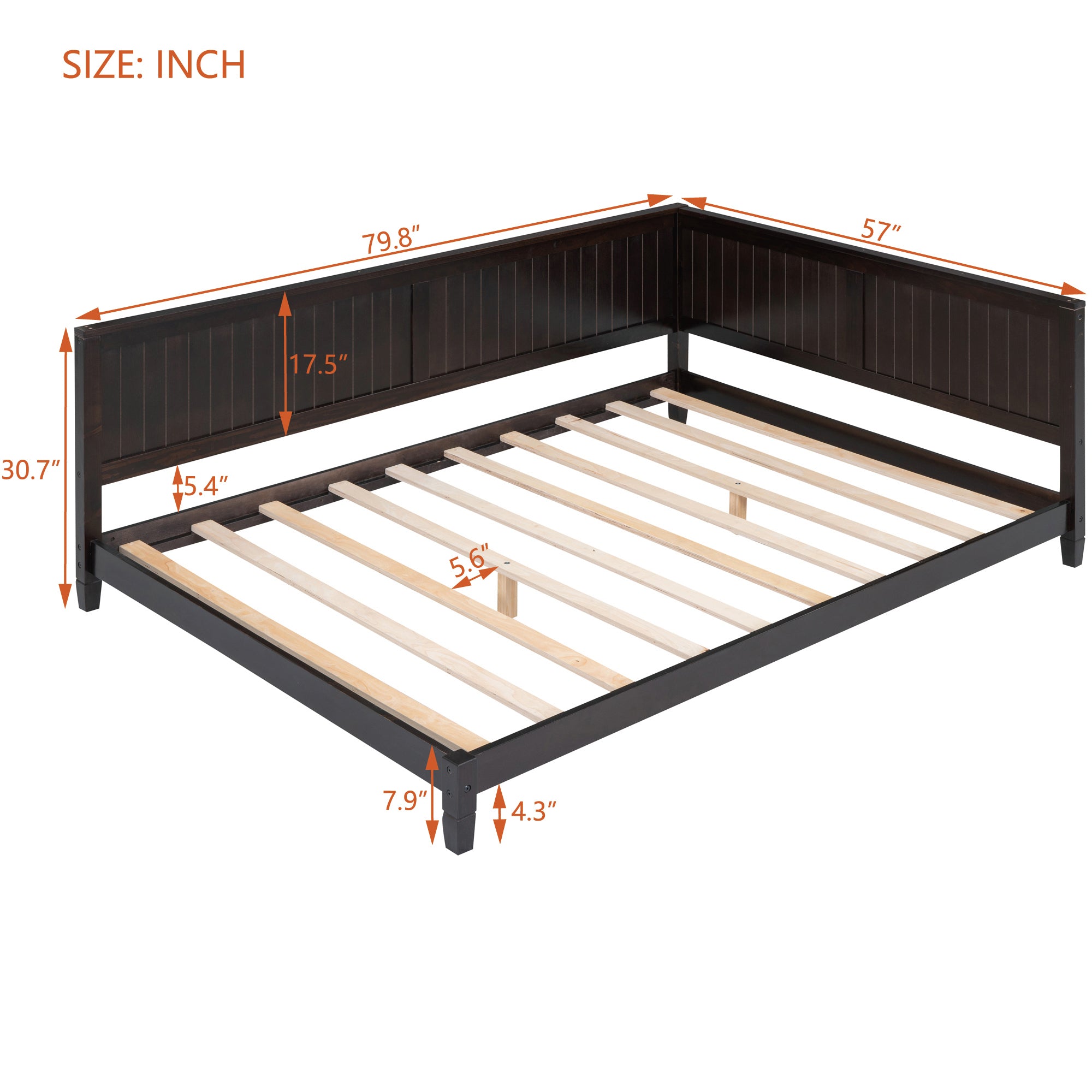 HAOYYE Full Size Wood Daybed/Sofa Bed, Espresso Durable Space-Saving Heavy Duty Modern Design for Adults Dorm Room Easy Assembly Bedroom Furniture
