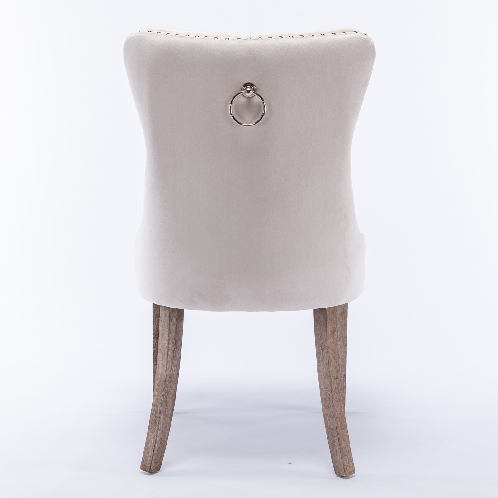 HAOYYE High-end Tufted Solid Wood Contemporary Velvet Upholstered Dining Chair with Wood Legs Nailhead Trim 2-Pcs Set,Beige, SW2001BG Sturdy Space-Saving Heavy Duty Modern Design