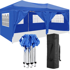 HAOYYE 10x20ft Folding Canopy Tent with 6 Removable Sidewalls Outdoor Pop Up Event Shelter UPF 50 Plus Waterproof Portable Gazebo for Parties Wedding Beach Camping Backyard