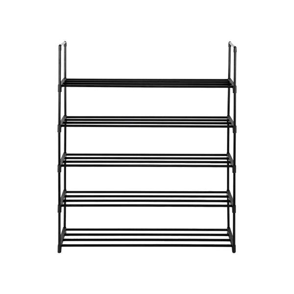 HAOYYE 5 Tiers Shoe Rack, Durable Storage Organizer for Bedroom, Entryway, Hallway, and Closet, Black Space-Saving Shoe Tower Shelf, Modern Design, Versatile Use, Premium Quality