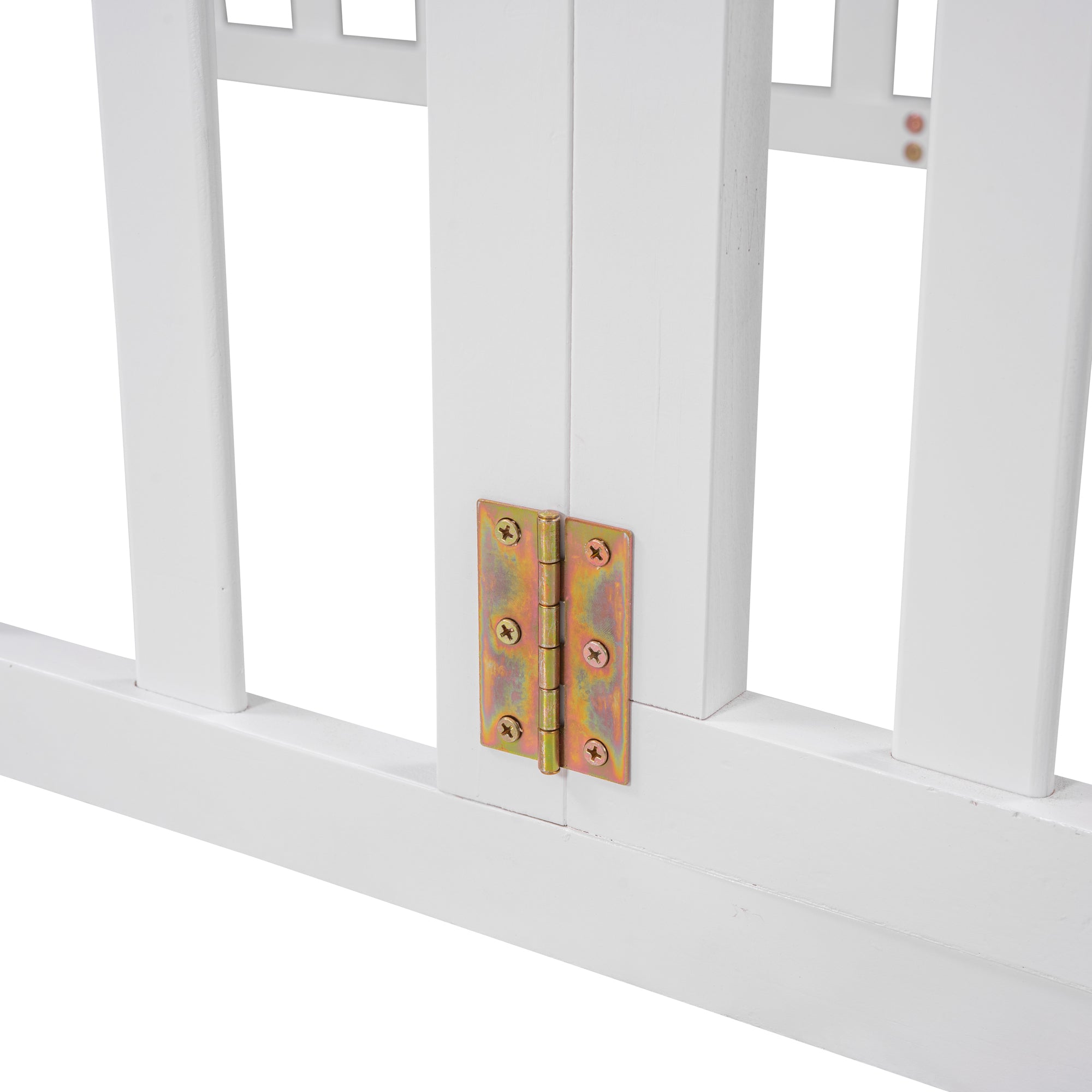 HAOYYE Twin Size Wood Floor Bed Frame with Fence and Door, White(OLD SKU :WF289661AAK) Sturdy Space-Saving Heavy Duty Modern Design Adults Dorm Room Easy Assembly Bedroom Furniture