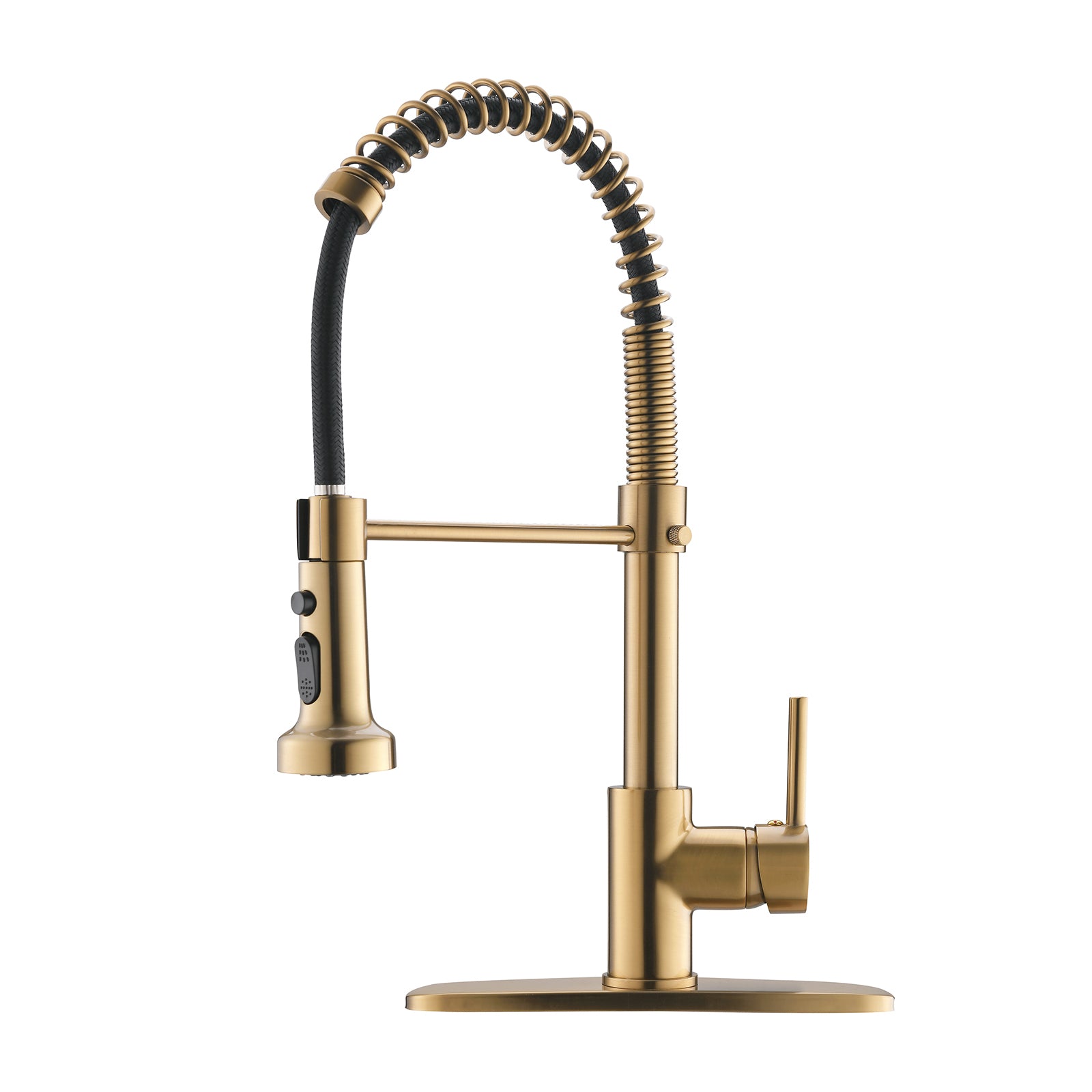 HAOYYE Commercial Brushed Nickel Kitchen Faucet with Pull Down Sprayer, Single Handle Single Lever Kitchen Sink Faucet with Deck Plate Sturdy Space-Saving Heavy Duty Modern Design Adults Dorm Room