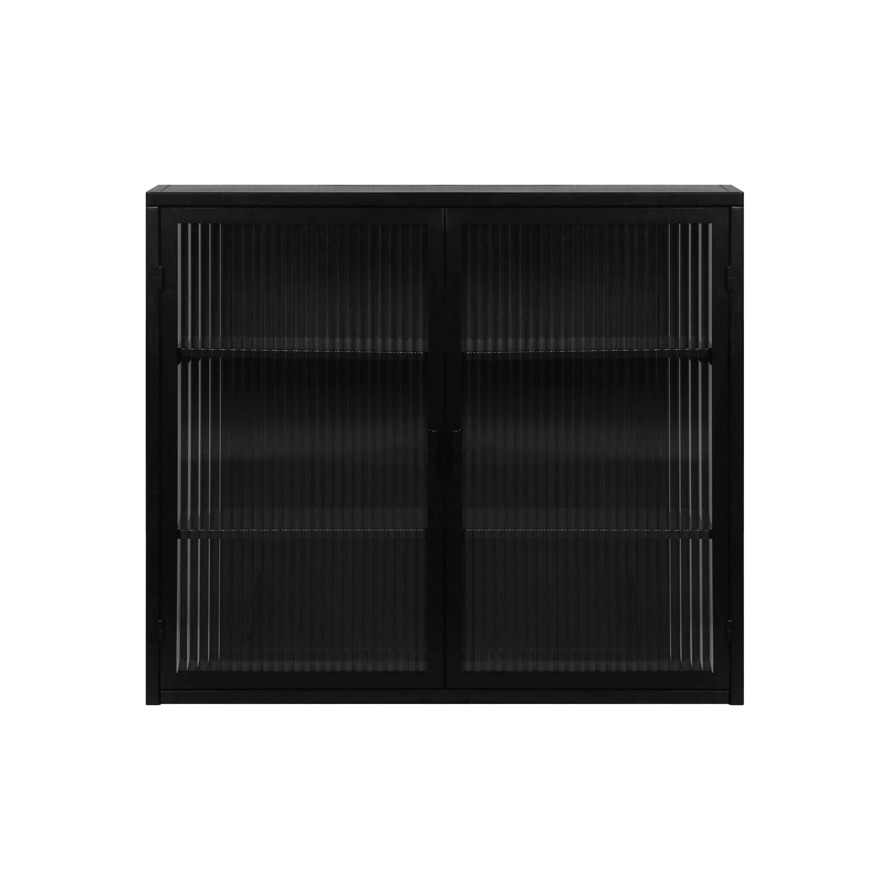 HAOYYE 27.56"Glass Doors Modern Two-door Wall Cabinet with Featuring Three-tier Storage for Entryway Living Room Bathroom Dining Room,Black Sturdy Space-Saving Heavy Duty Modern Design Adults Dorm Room