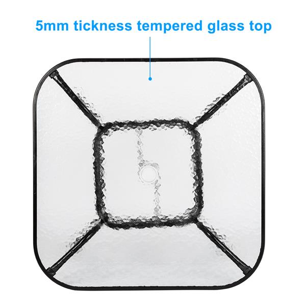 HAOYYE Outdoor Dining Table Square Toughened Glass Table, Durable Yard Garden Glass Table with Powder-Coated Steel Frame, Weather-Resistant, Stylish for Patio, Balcony, or Outdoor Spaces