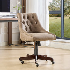 HAOYYE Medieval Retro Style Sheepskin Pattern Fabric Home Office Chair with Lift, Swivel and Recline Functions,Brown color Sturdy Space-Saving Heavy Duty Modern Design Easy Assembly Durable