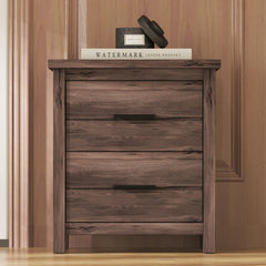 HAOYYE Vintage Nightstand with Two Drawers, Dark Walnut Sturdy Space-Saving Design, Heavy Duty Modern Bedroom Furniture for Adults, Easy Assembly