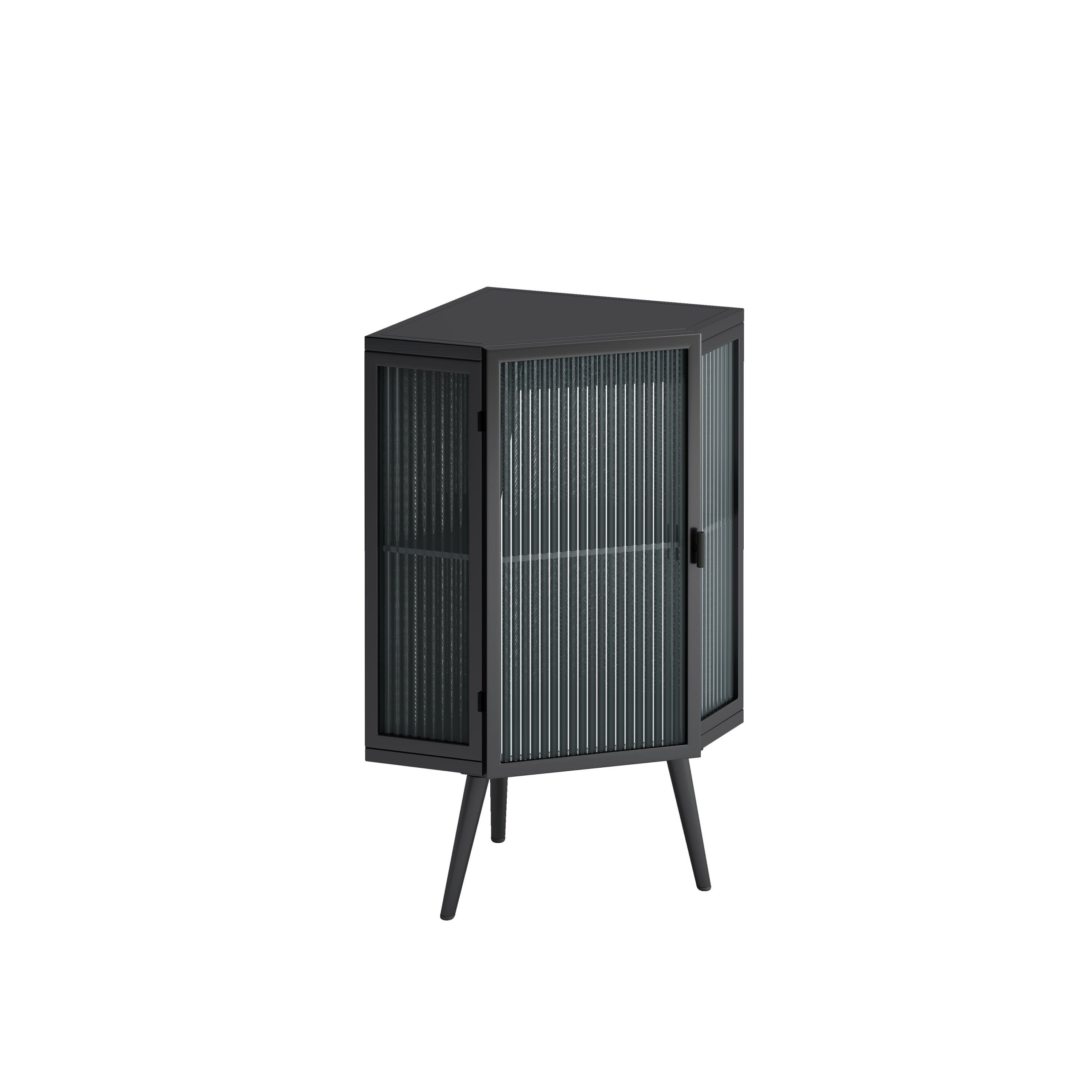 HAOYYE 22.25" Floor Coner Cabinet with Tempered Glass Door & Storage Shelves for Bathroom, Living Room, Bedroom (Black) Sturdy Space-Saving Heavy Duty Modern Design Adults Dorm Room Easy Assembly