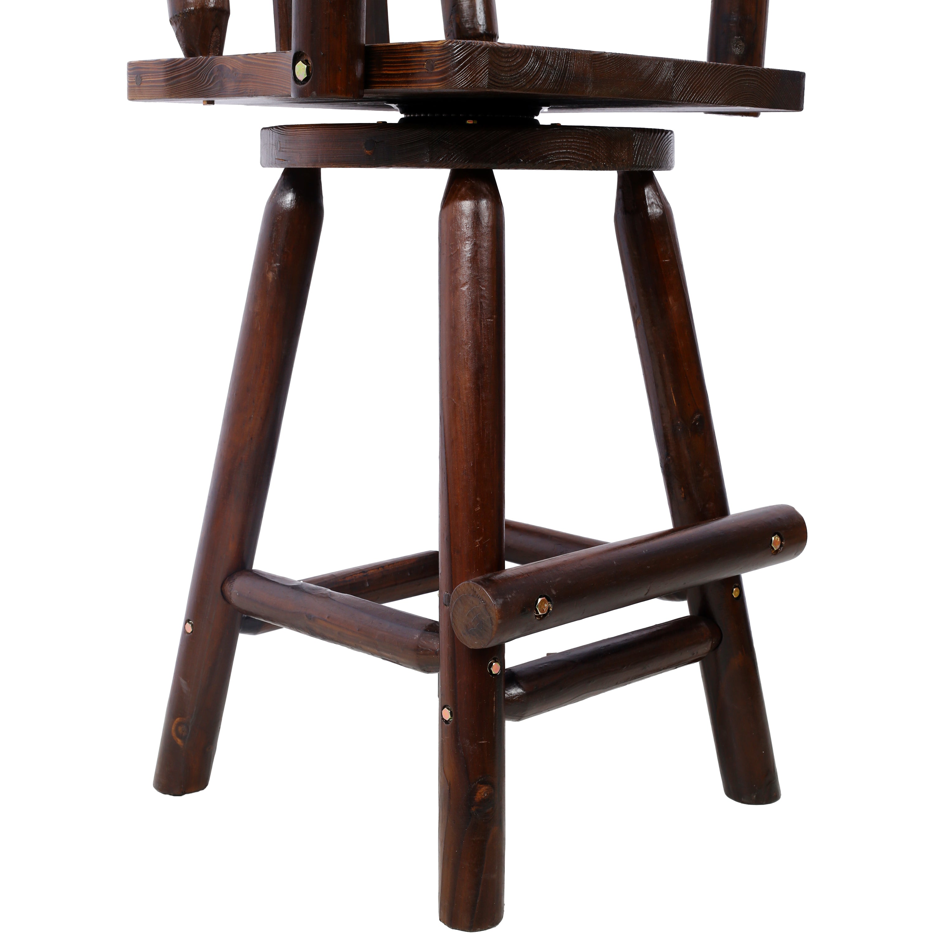 HAOYYE Rustic Bar Stool - Fir Wood Construction, Chair with Footrest,Wide Armrest, Rustic Kitchen Stool, Tall Bistro Chair for Dining Room, Restaurant, Pub, 4-Foot,brown color Sturdy Space-Saving Heavy Duty