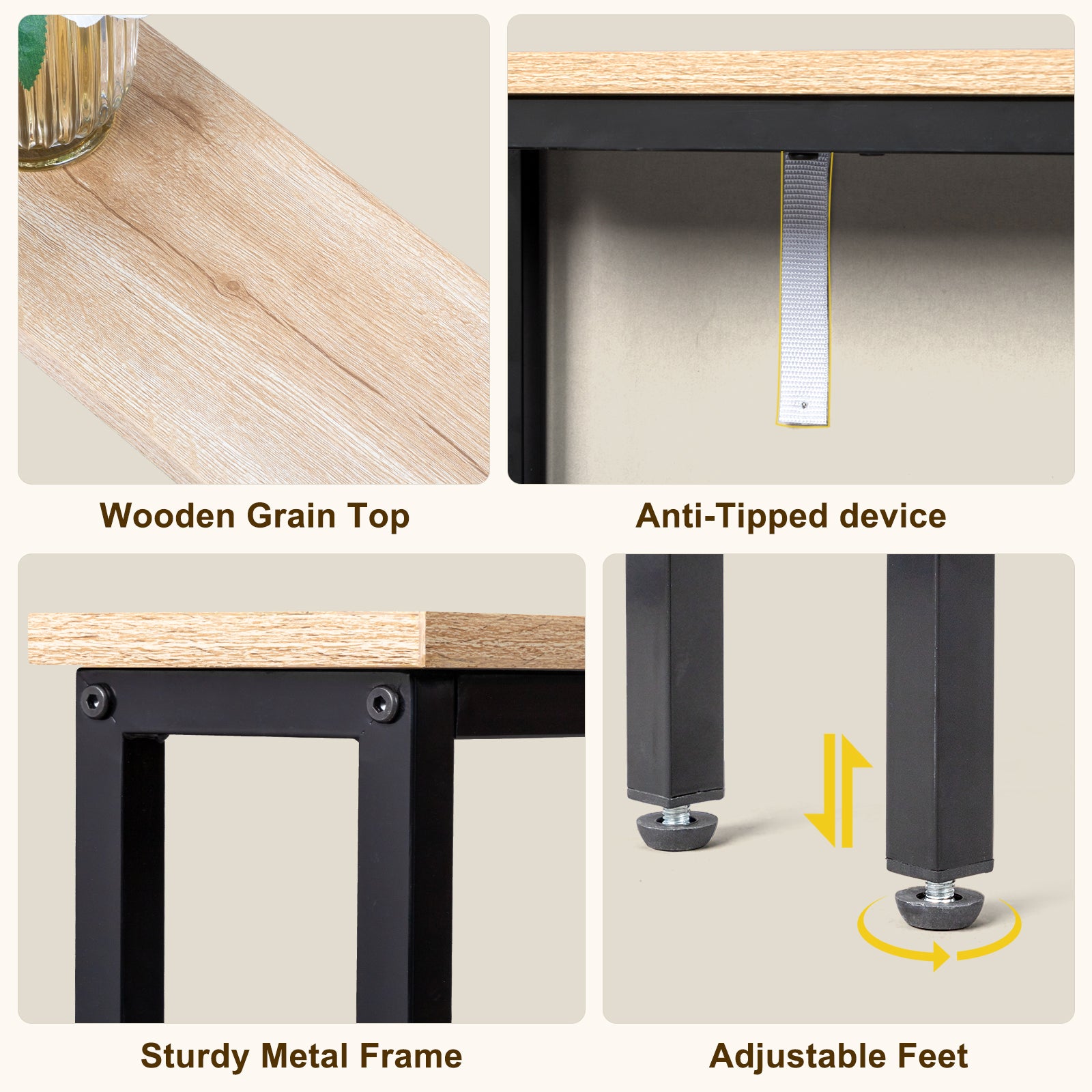 HAOYYE Oak Narrow Console Sofa Table With Built-In Power Outlets And USB Ports, Skinny Couch Table With Metal Frame And Charging Station With Extension Cord, Space Saving Sofa Table For Apartments Dorms And Living Rooms