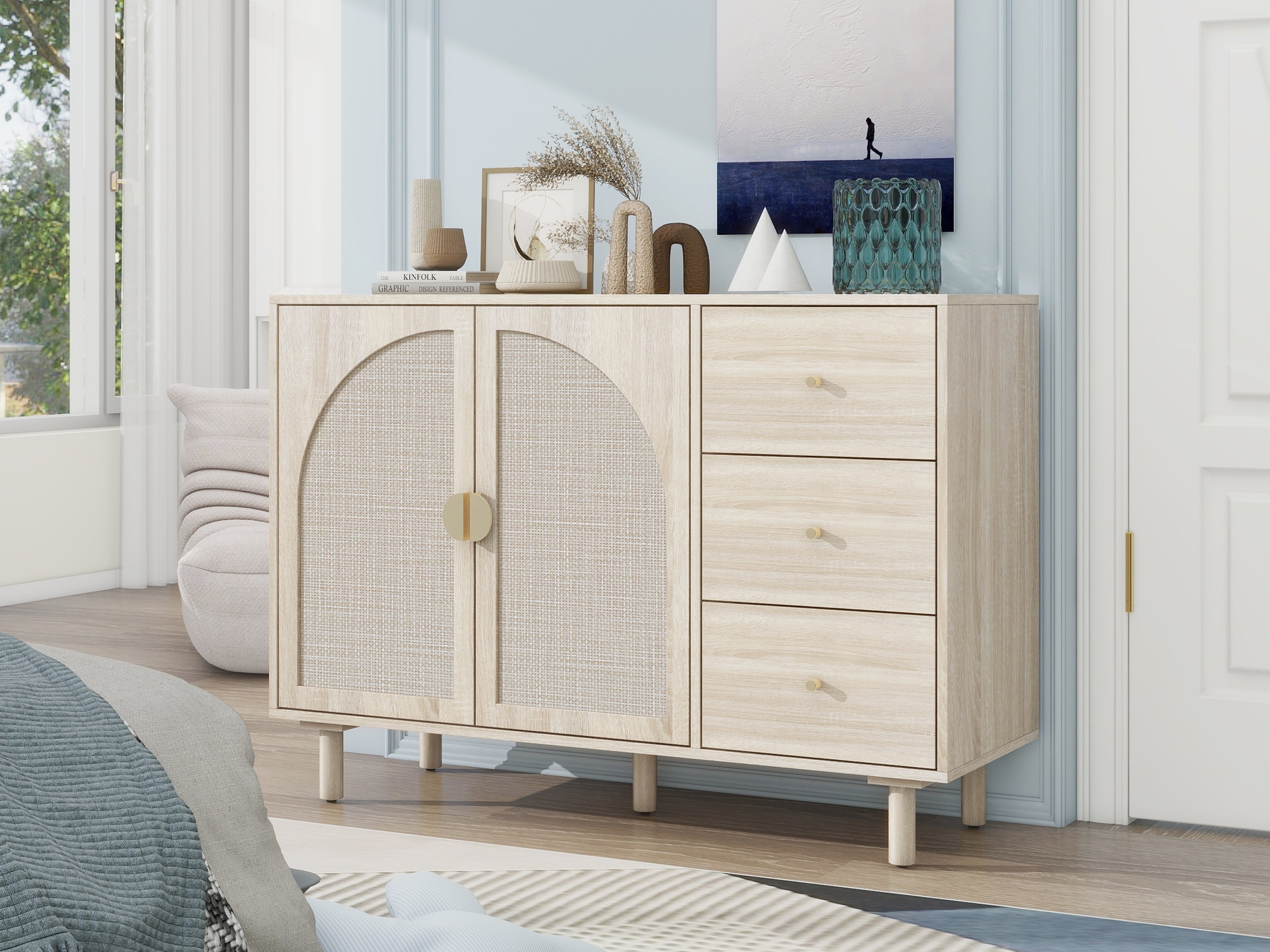 HAOYYE 2 Door 3 Drawer Storage Cabinet for Bedroom, Living Room, or Study, Sturdy Space-Saving Design, Heavy Duty Construction, Easy Assembly, Durable and Stylish Home Furniture, Versatile for Any Room