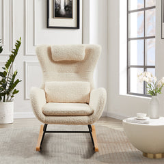 HAOYYE Rocking Chair Nursery, Modern Rocking Chair with High Backrest Sturdy Space-Saving Heavy Duty Modern Design Adults Dorm Room Easy Assembly Bedroom Furniture