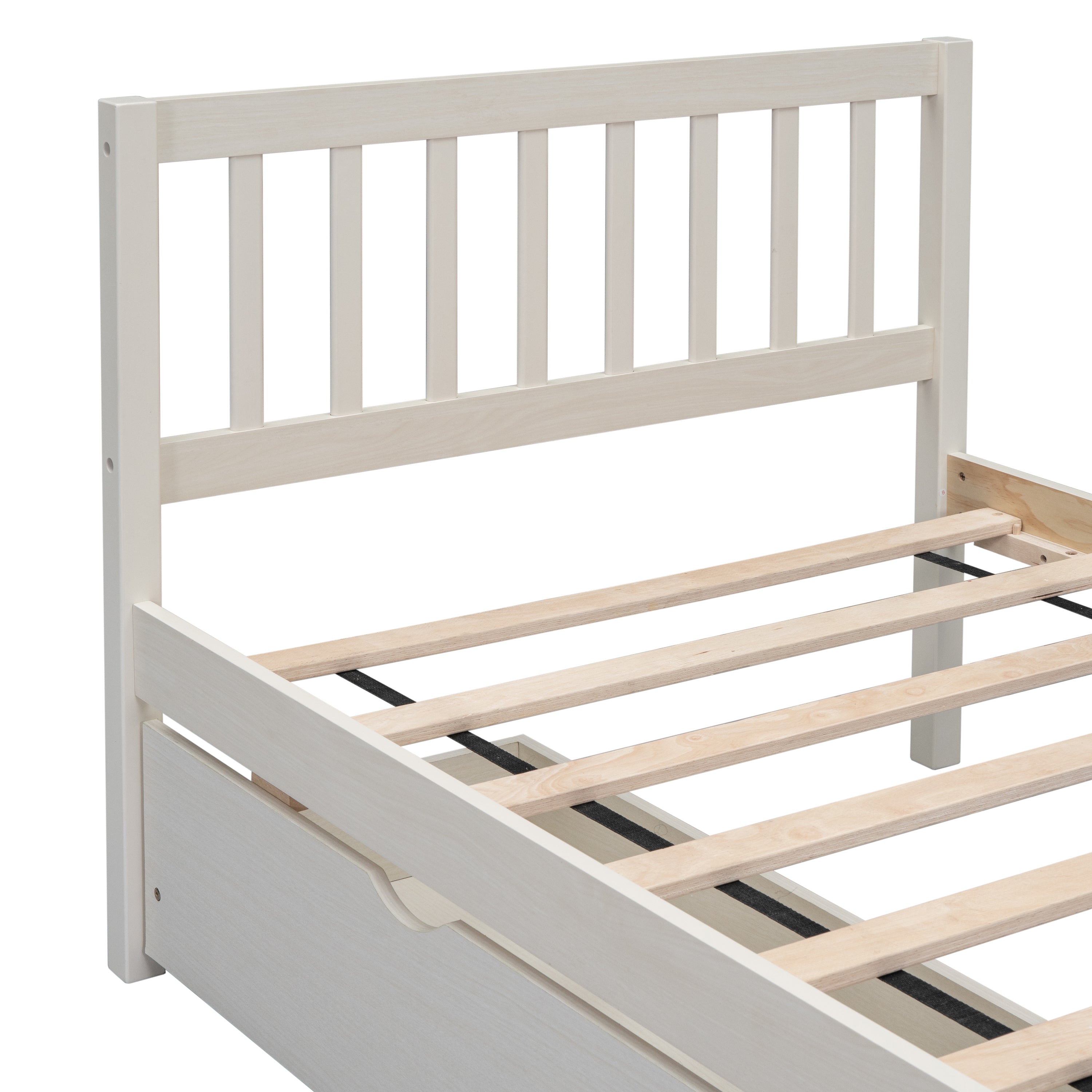 HAOYYE Modern Design Wooden Platform Bed with Two Drawers for White Washed Color Home Furniture Featuring Sturdy Heavy Duty Build, Space Saving Design, Easy Assembly, Durable Quality, Stylish Contemporary Aesthetic and Versatile for Any Living Space