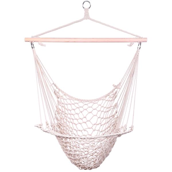 HAOYYE 2PCS Hanging Rope Hammock Chair Air Sky Swing with Wooden Spreader Bar for Porch Patio Balcony Indoor Outdoor Use Lightweight Cotton Cradle Seat