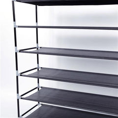 HAOYYE 10-Tier Non-Woven Fabric Shoe Rack, Durable Black Space-Saving Organizer with Handle, Modern Design for Versatile Use, Premium Quality Storage Solution for Home Essentials, Sleek Stylish Look and Simple Assembly