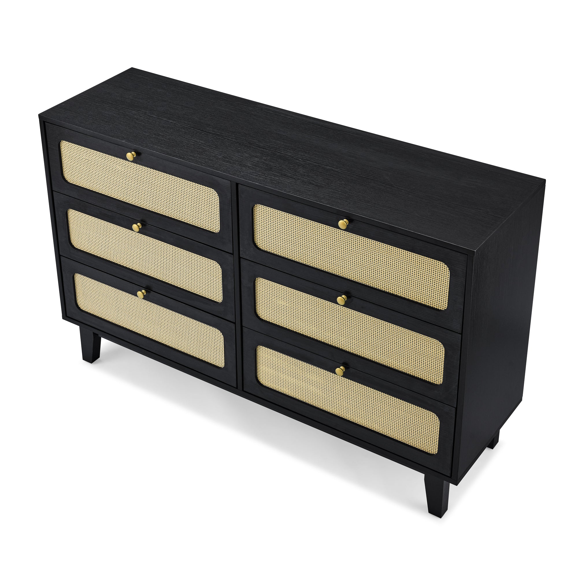 HAOYYE Wooden Antique Dresser with Drawers, Six-Drawer Storage Cabinet for Bedroom, Living Room, Corridor, Sturdy Space-Saving Heavy Duty Modern Design