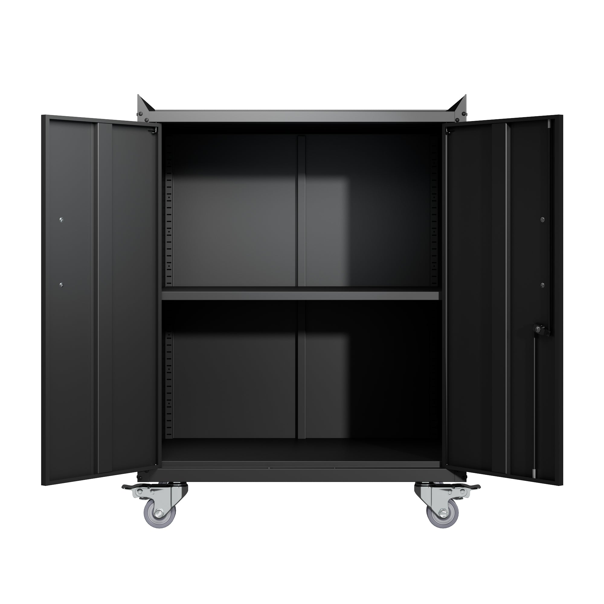 HAOYYE 2 Door Tool Cabinets for Garage, Lockable Garage Storage Cabinet, Locking Metal Storage Cabinet with Wheels, Rolling Tool Chest, Assembly Required H34*W30.3*D18 Sturdy Space-Saving Heavy Duty