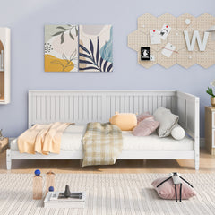 HAOYYE Full Size Wood Daybed/Sofa Bed, White Sturdy Space-Saving Heavy Duty Modern Design Adults Dorm Room Easy Assembly Bedroom Furniture