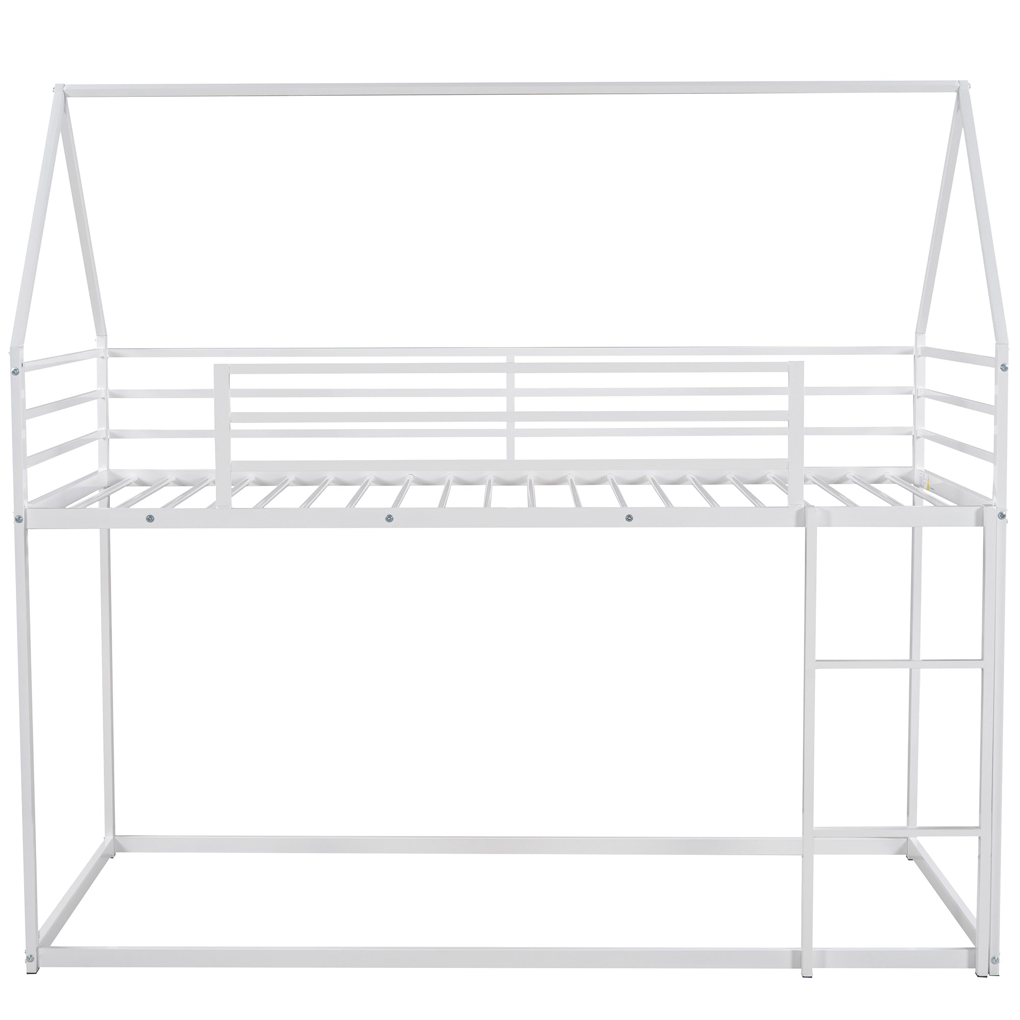 HAOYYE Twin over Twin House Bunk Bed with Built-in Ladder,White Sturdy Space-Saving Heavy Duty Modern Design Adults Dorm Room Easy Assembly Bedroom Furniture