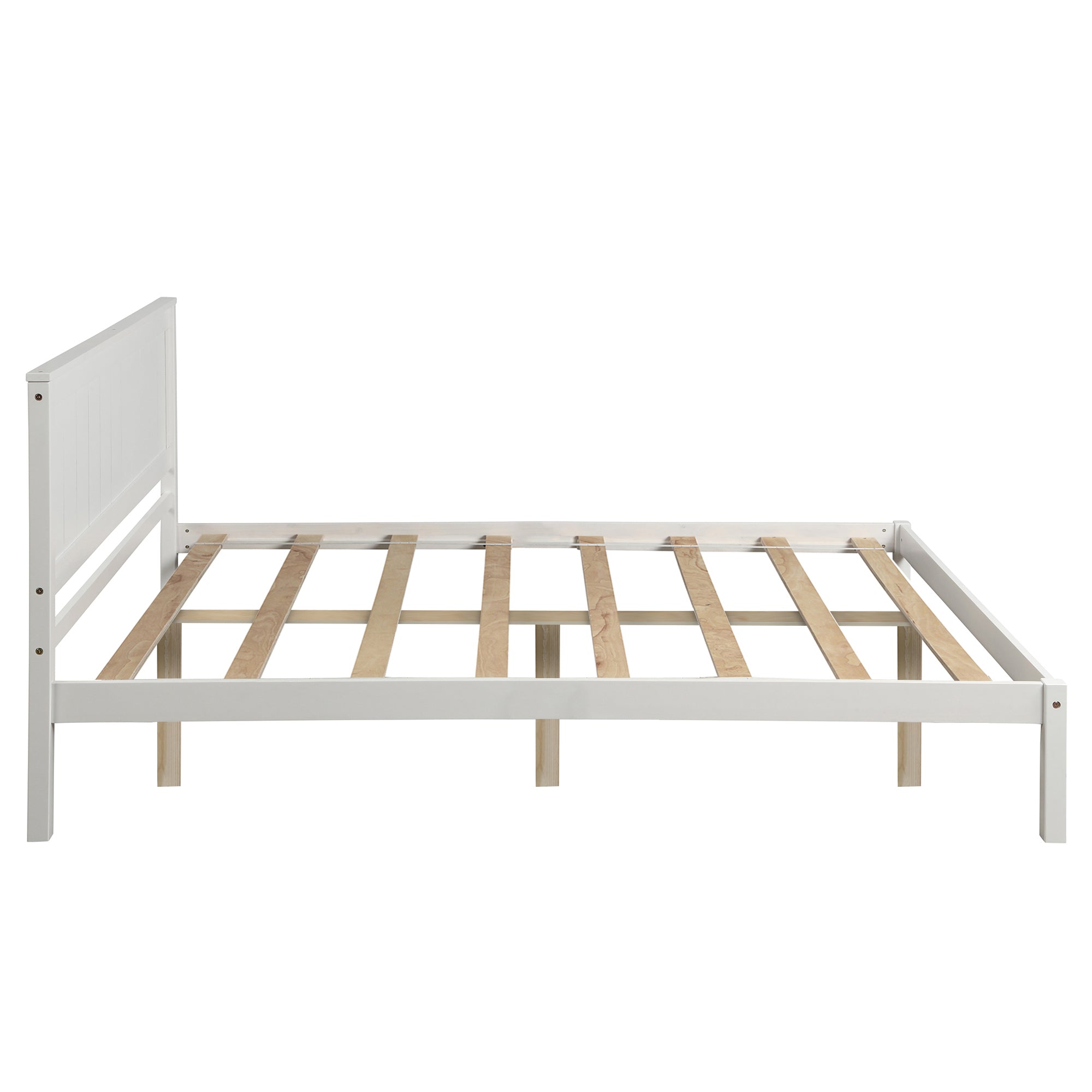 HAOYYE Platform Bed Frame with Headboard , Wood Slat Support , No Box Spring Needed ,Full,White(OLD SKU:WF191419AAK) Sturdy Space-Saving Heavy Duty Modern Design Easy Assembly Durable Stylish Home Furniture