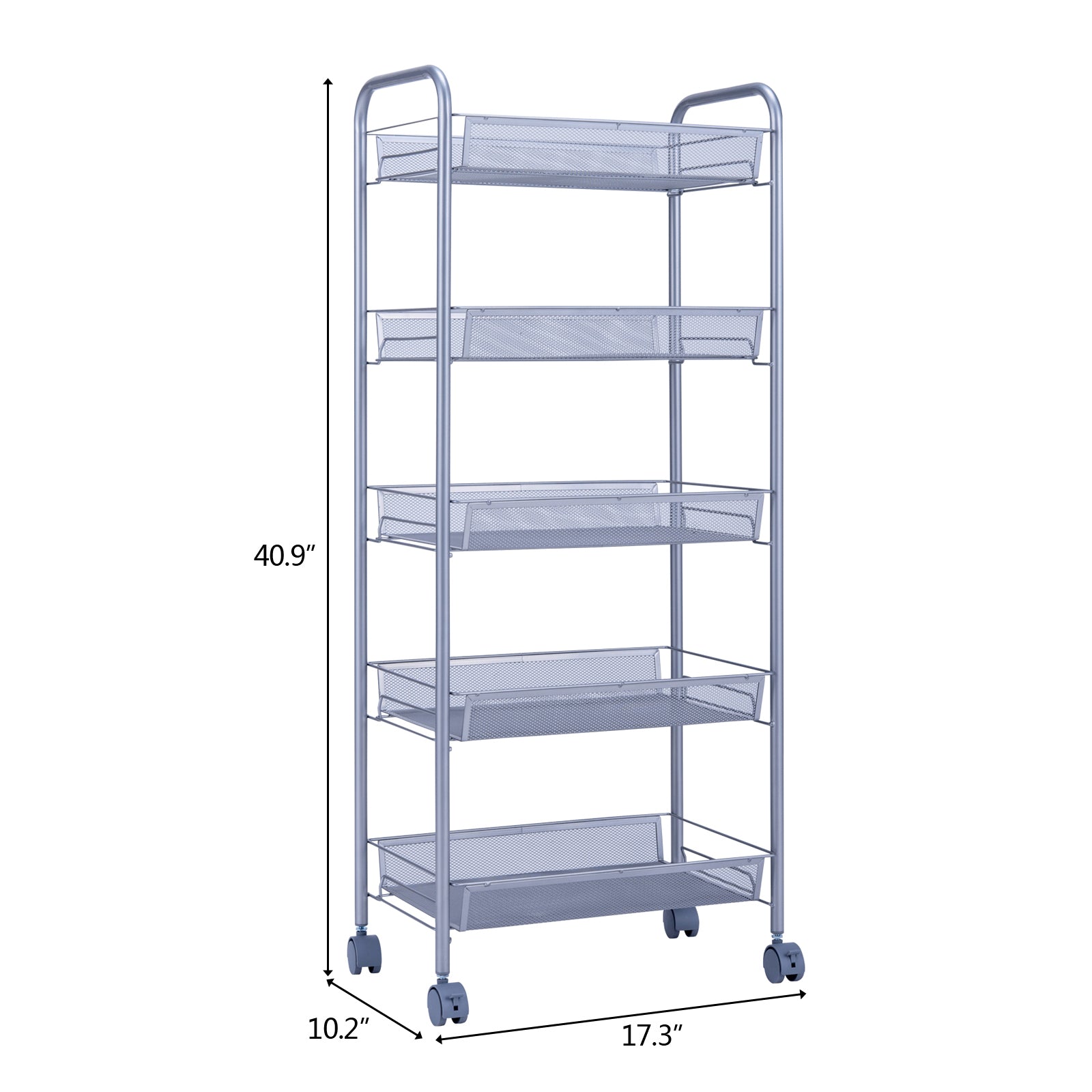 HAOYYE Honeycomb Mesh Style Five-Layer Removable Storage Cart, Silver, Premium Quality with Luxury Design, Versatile Storage Solution for Home, Office, or Bathroom, Comfortable and Decorative with Soft Cozy Warm Fleece