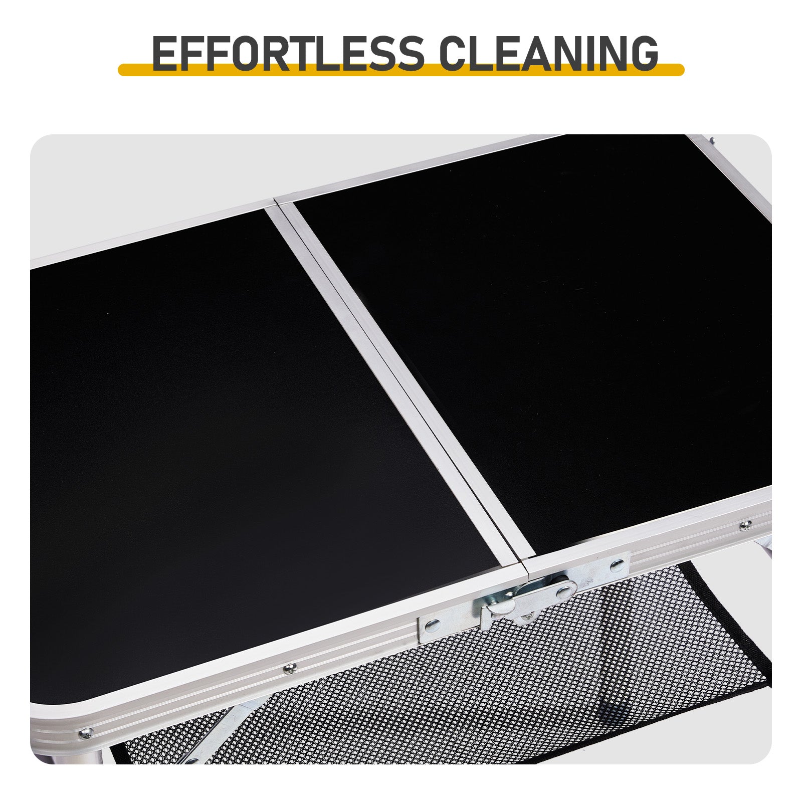 HAOYYE Black with 3 Adjustable Height Outdoor Folding Camping Table, Portable Aluminum Foldable Patio Side Table, Lightweight and Durable Design with Carry Handle for Hiking, Picnic, BBQ, Beach, Indoor or Outdoor Use
